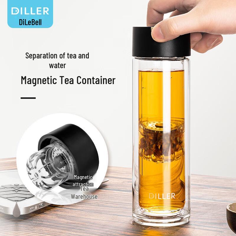 Dilebel Double-Layer Glass Tea Infuser Bottle