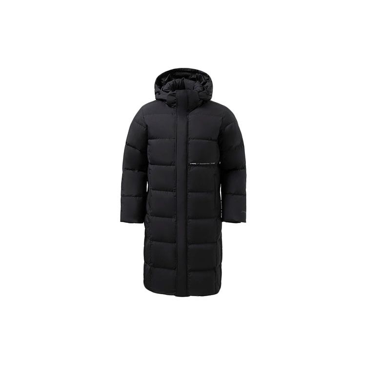 Li Ning Training Series Logo Casual Long Down Jacket Unisex Outerwear Black AYMS271-1