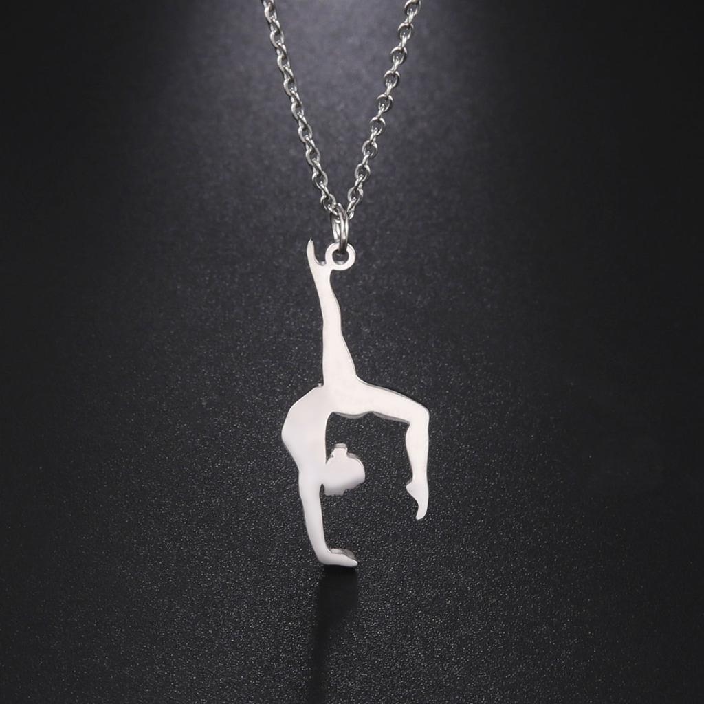 Artistic Gymnastics Necklace Women's Gymnastics Pendant Sports Team Jewelry Gift Adjustable Choker Accessory