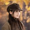 Women S Brown Flat Top Suede Like Korean Style Newsboy Cap