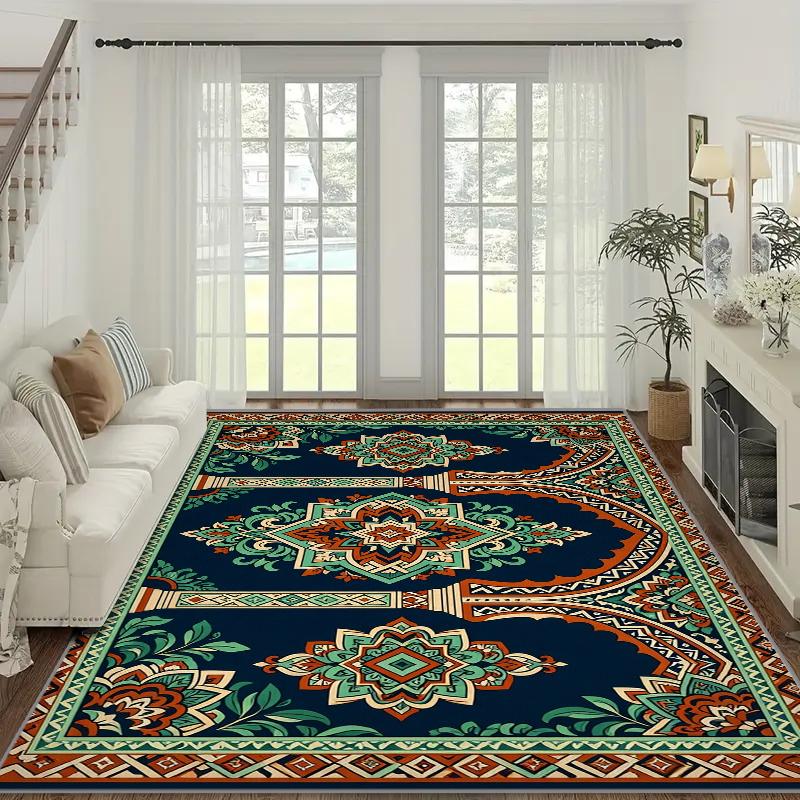 RAKKS Morocco Medallion Large Area Rug, Non-Slip Carpet for Living Room & Bedroom Kitchen, Door Mat, Sofa Bedside Mat Home Decor