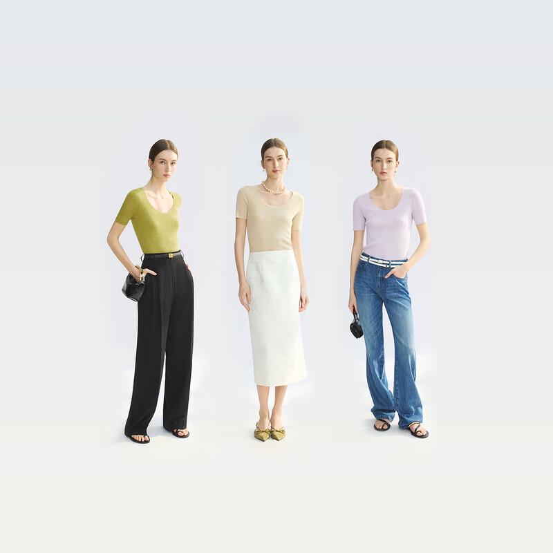 Langzi Round Neck Short Sleeve Knit Top