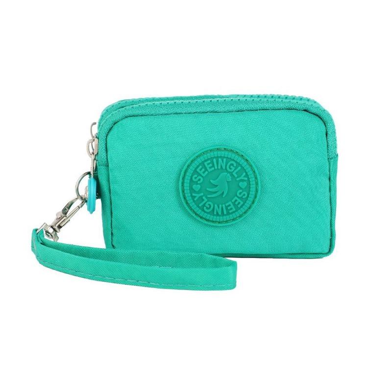 

Трехслойный кошелек для монет на молнии большой емкости и с несколькими карманами для держателя идентификационной карты банковской кредитной карты и хранения наушников зелёный