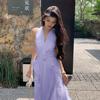 Sleeveless Collar Neck Gentle Temperament Fungus Edge Backless Dress Beach Dress