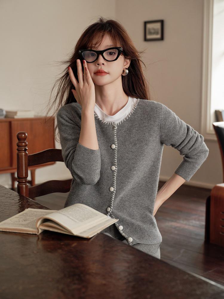 2024 Ejia Style Women's 100% Pure Cashmere Cardigan - Autumn/Winter Loose Knit Handmade Sweater Coat