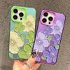 Stylish Laser Phone Case For iPhone 14 15 16 Plus Pro Max 17 11 12 13 Mini Pro Max Oil Painting Flower Cute Floral Back Covers