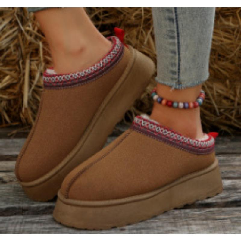 Shoes snow boots women's winter new fashion integrated bag head slippers muffin thick sole fluffy cotton shoes women