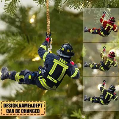 Personalisierter Feuerwehr-Weihnachtsanänger Kreative Holzdekoration Und Schlüsselanhänger Feuer Feuerwehr Zubehör Autoanhänger