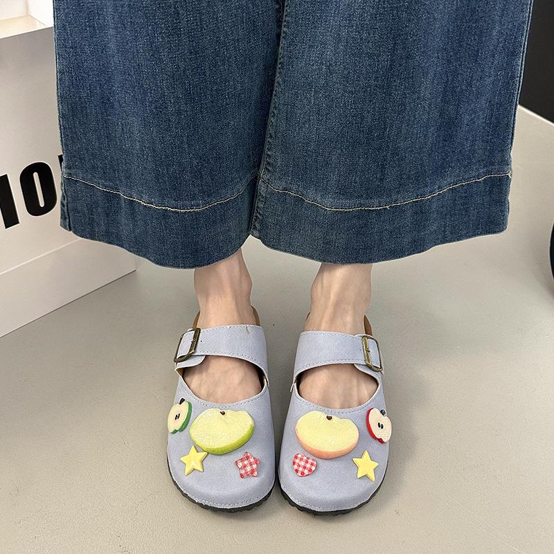 Milk Cute Cartoon Bag Head Half Slippers Women's 2025 Spring and Summer New Retro Home Indoor Thick-bottomed Versatile Sandals