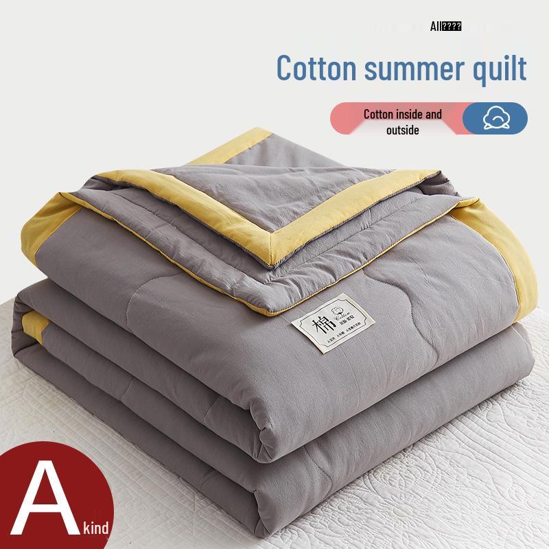 Cotton Solid Color Summer Quilt - Lightweight & Breathable for Dorms and Homes
