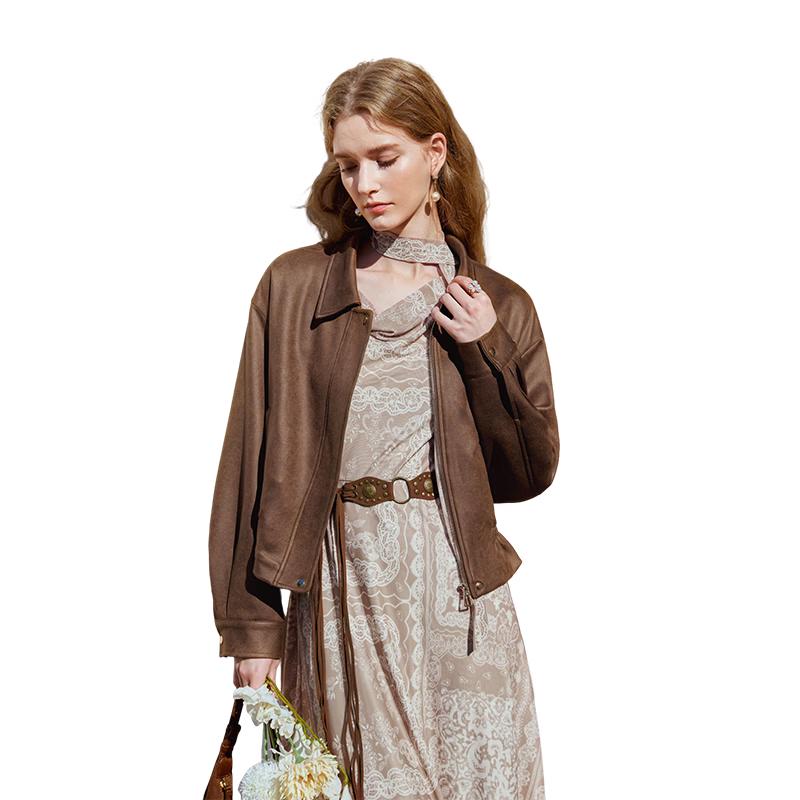 

Xiangying Women s Melard Quilted Suede Short Jacket L
