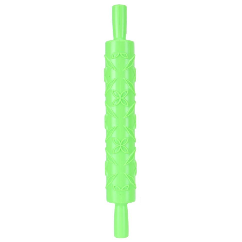 PP Embossing Rolling Pin 3D Pattern Non-Stick Pattern Rolling Pin Twin Handles Horizontal Stripe Willow Leaf Cookie Rolling Pin