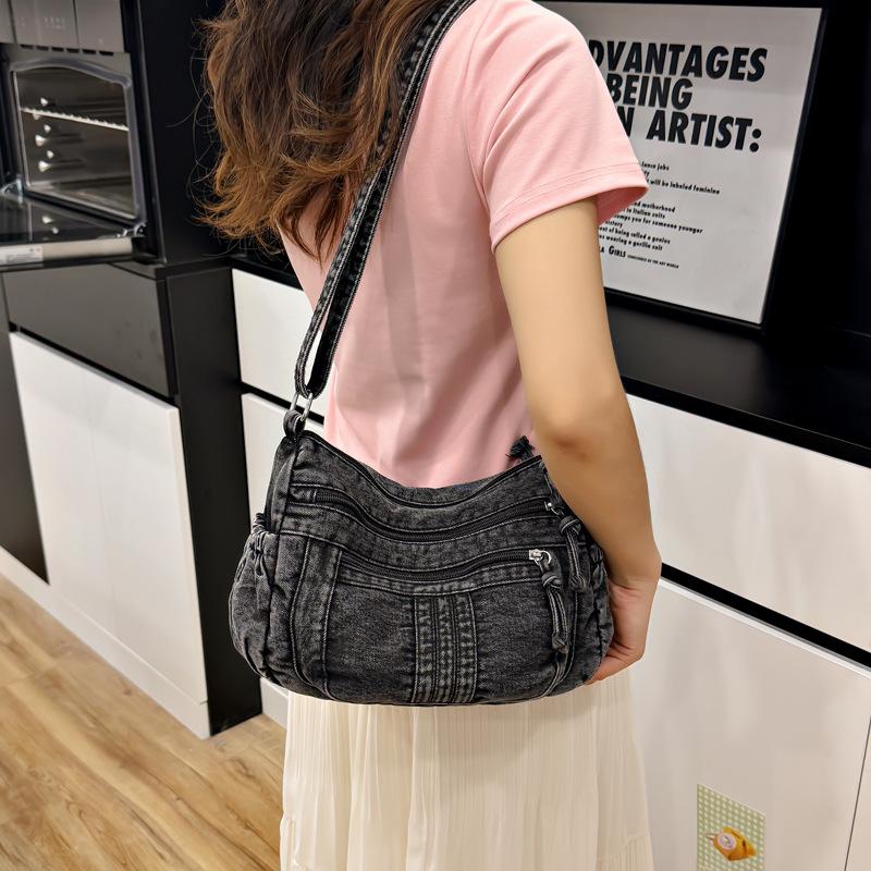 Retro denim messenger bag casual shoulder bag