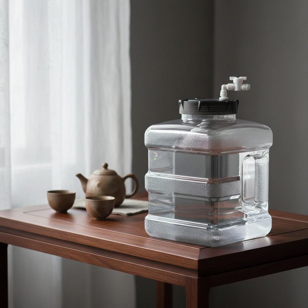 Water Container with Automatic Valve Transparent Square Lid