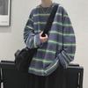 High School T-shirt Boys Long-sleeved Autumn Hong Kong Style Striped Loose Sweater Oversize High Street Trendy Brand Bottoming Shirt