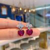 Jewelry Simulation Red Susceptible Pendant Stud Earrings Set Main Stone 10 * 10