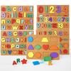 Colorful Alphabet Number Wooden Puzzles Kids Intelligent Matching Game Preschool Children Early Educational Toys