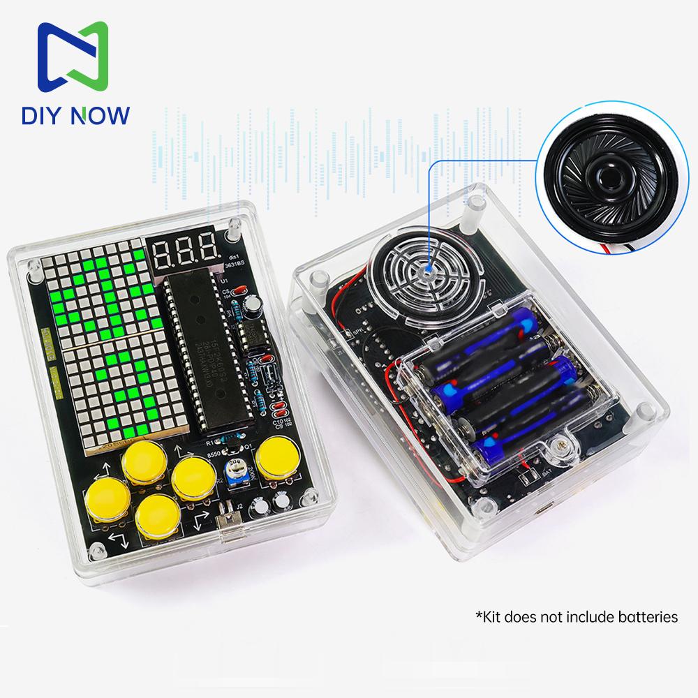 Voice Version 7 Pixel Game Console Electronic DIY kits Muyu Handheld 51 Single-chip Computer DIY Welding Practice Parts USB