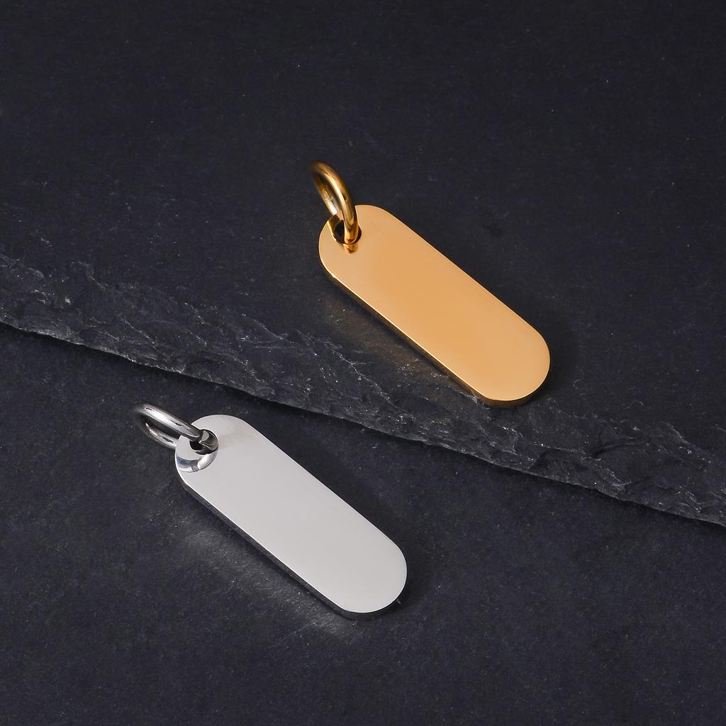 Wholesale 4Pcs/lot Polished Blank Tags Stainless Steel Rectangle Charms Personalized Logo Name for DIY Jewelry Making