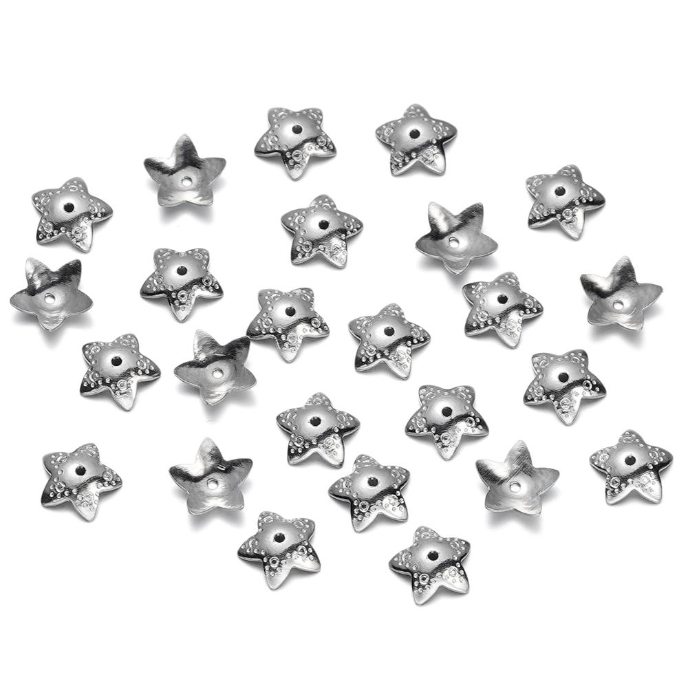 20/50Pcs/Pack Stainless Steel Flower Tree Leaf Round Beads Caps For Handmade DIY Jewelry Making Bracelet Necklace Accessories