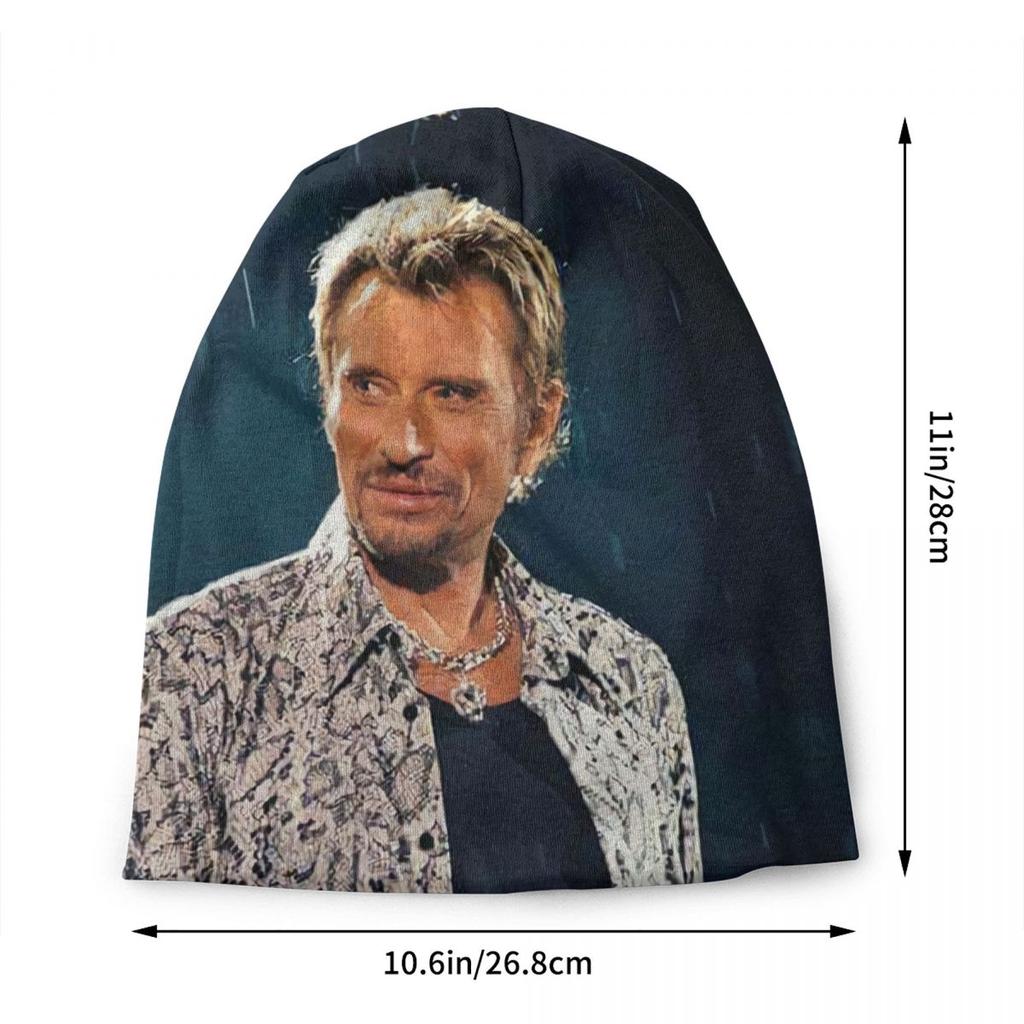 Individuelle Johnny Hallyday Mütze Gestrickte Mütze Unisex Damen Hip Hop Unisex Französischer Popsänger Winter Warm Skullies Beanies Mützen