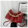 Autumn new fashionable gold chain single shoulder armpit bag pleated bag simple portable oblique span women's bag