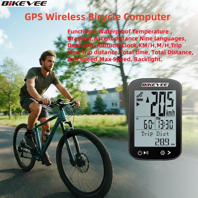Wireless GPS Bike Cycling Computer Multilanguage Cycle Odometer Speedometer Bicycle Accessories With Auto Start/Stop Bracket
