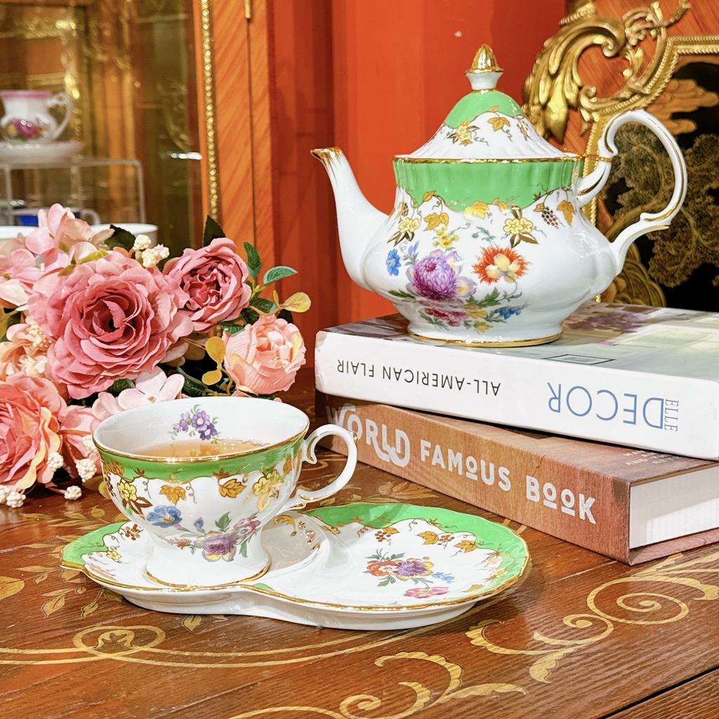 1pc Porcelain Tea Set British Style Retro Ceramic Tea Set High-end Floral Coffee Set Afternoon Tea Pot For Home Tea Party Restaurant Coffee Shop Tea A