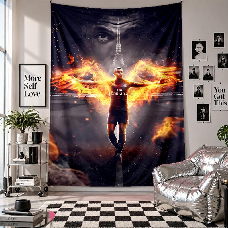 Wall TapestryKylian Mbappe Art Hanging Cloth Decorative Background Cover for Room Decoration