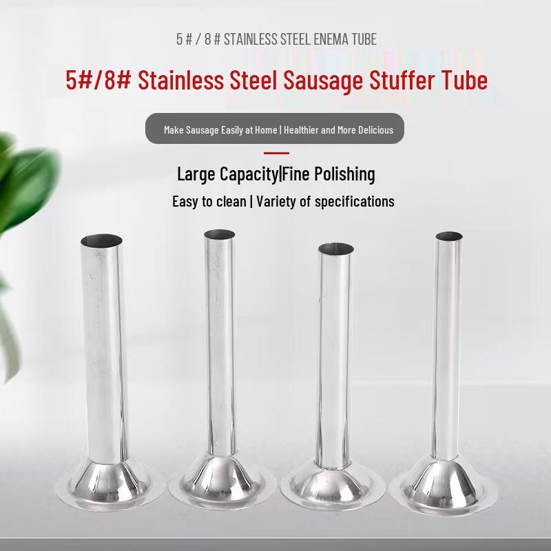 Large Stainless Steel Sausage Stuffer 4-Piece Set - Funnel Accessories for Pig Intestine Casings