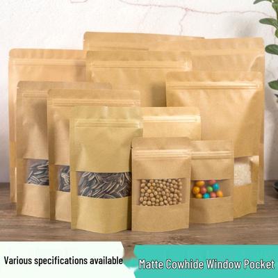 Selbstklebender Kraftpapier-Seitenfaltenbeutel mit Fenster für Lebensmittel & Geschenke