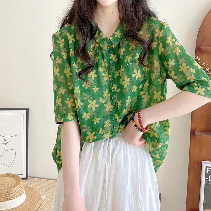 

Рубашка для женщин, летняя свободная блузка большого размера, повседневный свитер с длинным рукавом, мягкая свободная рубашка, топ XXL зелёный