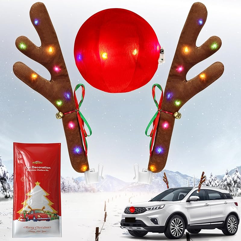 Charming Christmas Car Decoration, Festive Reindeer Kit, LED Reindeer Christmas Decoration For Car, Nice Gift For Families & Friends, Suitable For