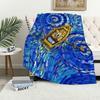 Vintage Starry Sky Painting Flannel Warm Soft Plush Blanket Sofa Living Room Hogar V-Van Gogh Office Bedroom Travel Gift Home