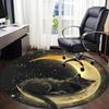 1PC Moon Cat Office Round Area Rug, Mat Suitable For Office, Under Office Chairs Bedroom Living Room Home Decor, Room Deco