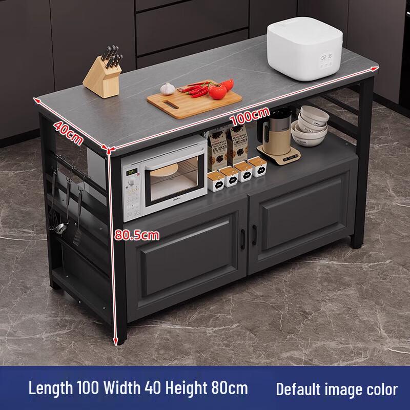 Modern Kitchen Storage Rack with Rock Slab Countertop