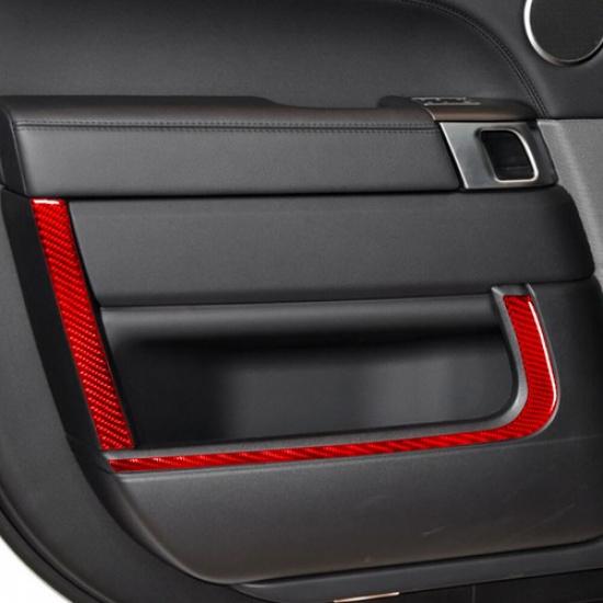 Red Carbon Fiber Interior Door Panel Kit Cover Trim For Land Rover Range Rover