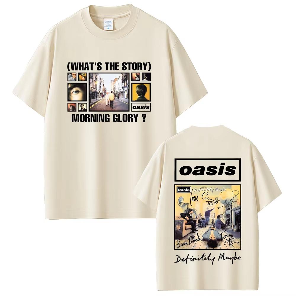 British Rock Band OOasis Definitely Maybe TShirts Men Women Clothing Cotton Casual Vintage Short Sleeve T Shirts Streetwear