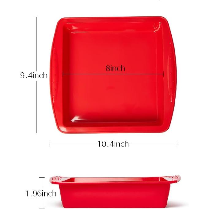 Saphe 8 Zoll Silikon-Quadrat-Kuchenform, Antihaft-Silikonform, Brownie-Backform für Brownies, Kuchen, Brot, Torten und Lasagne, 2er-Pack