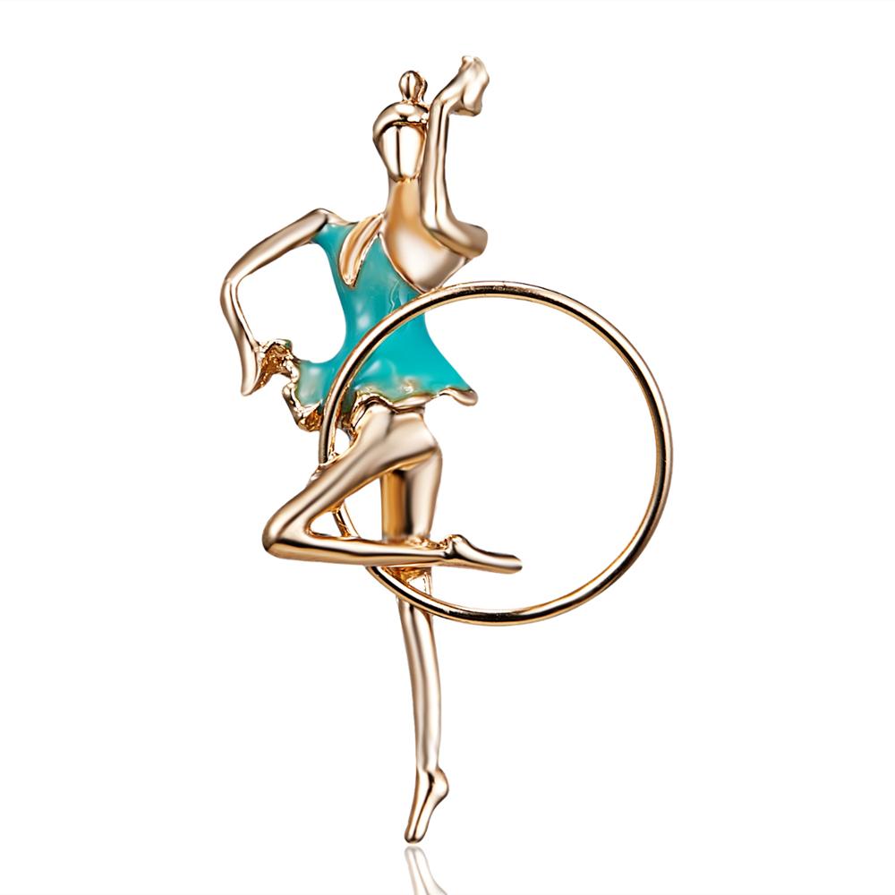 Rinhoo New Fashion Temperament Dance Girl Ballet Girls Cartoon Shining Crystal Brooches Women Collar Pins Bride Wedding Jewelry