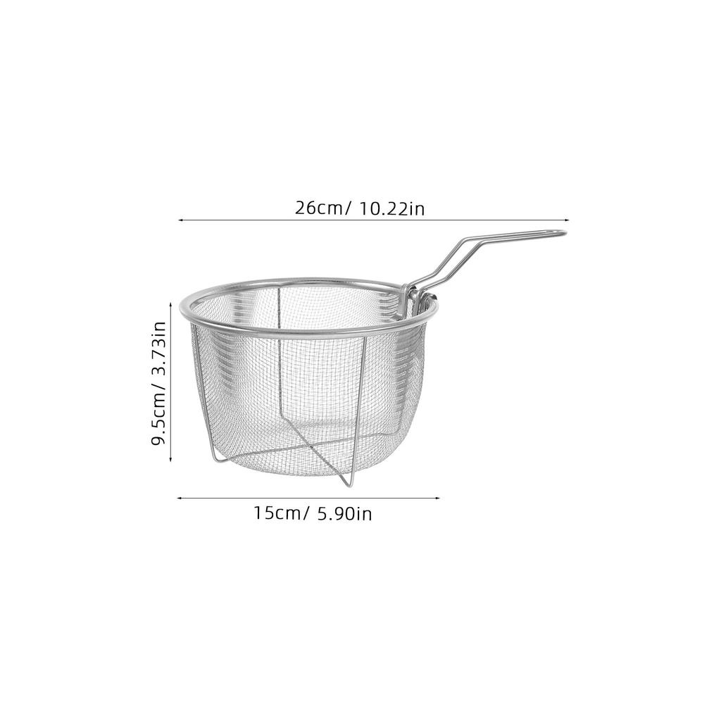 1Pcs Stainless Steel Fryer Strainer Basket Foldable for Easy Storage High Heat Conductivity Suitable for Frying Chicken Fish