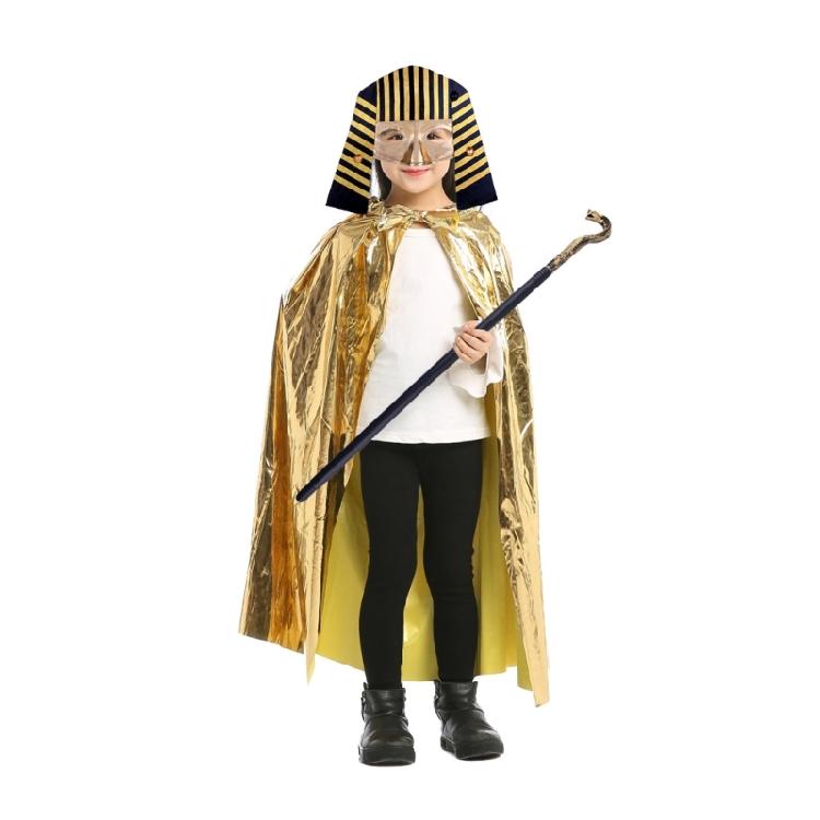 Egyptian Pharaoh Costume Golden Cape Cloak Wrap Egyptian Mask Pharaoh Mask Hallf Face Mask for Halloween Cosplay Party