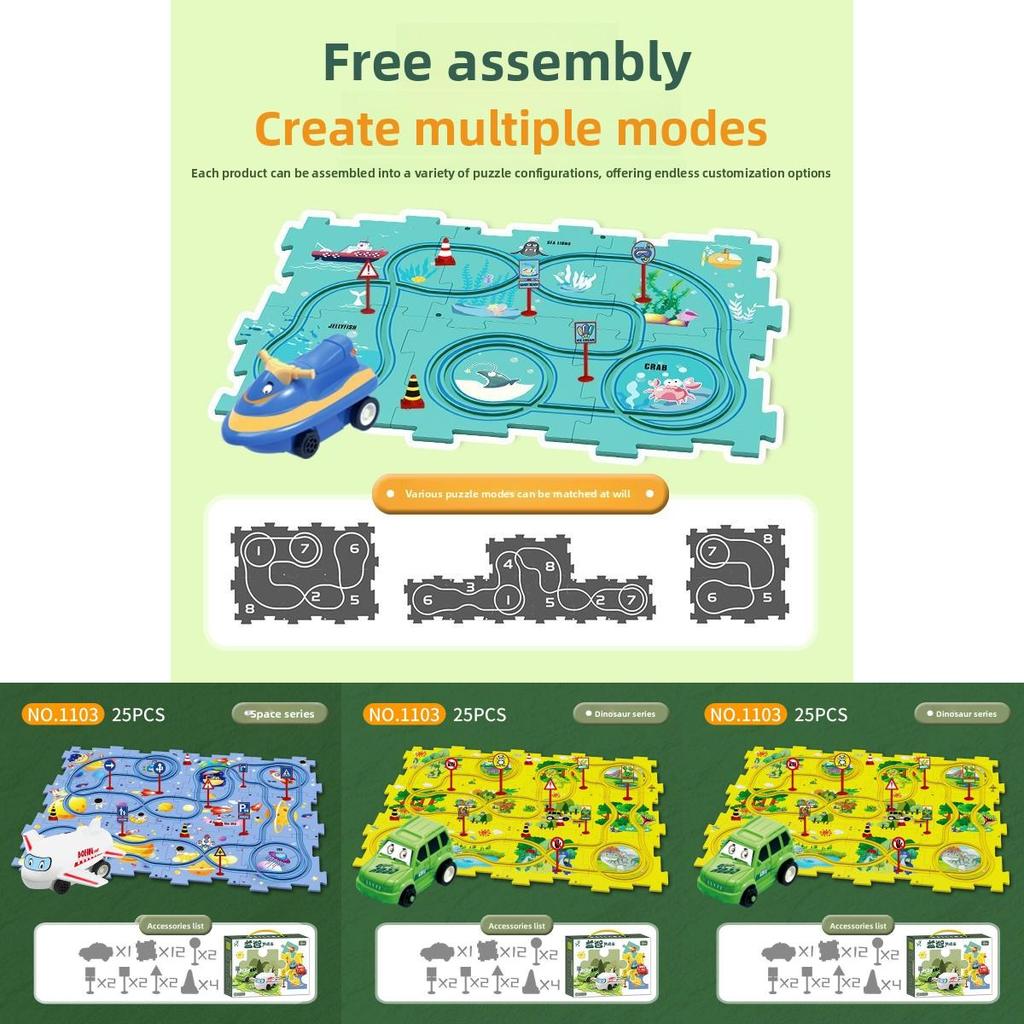 Childrens Diy Puzzle Track Car Set Toy For Creative Play Gift