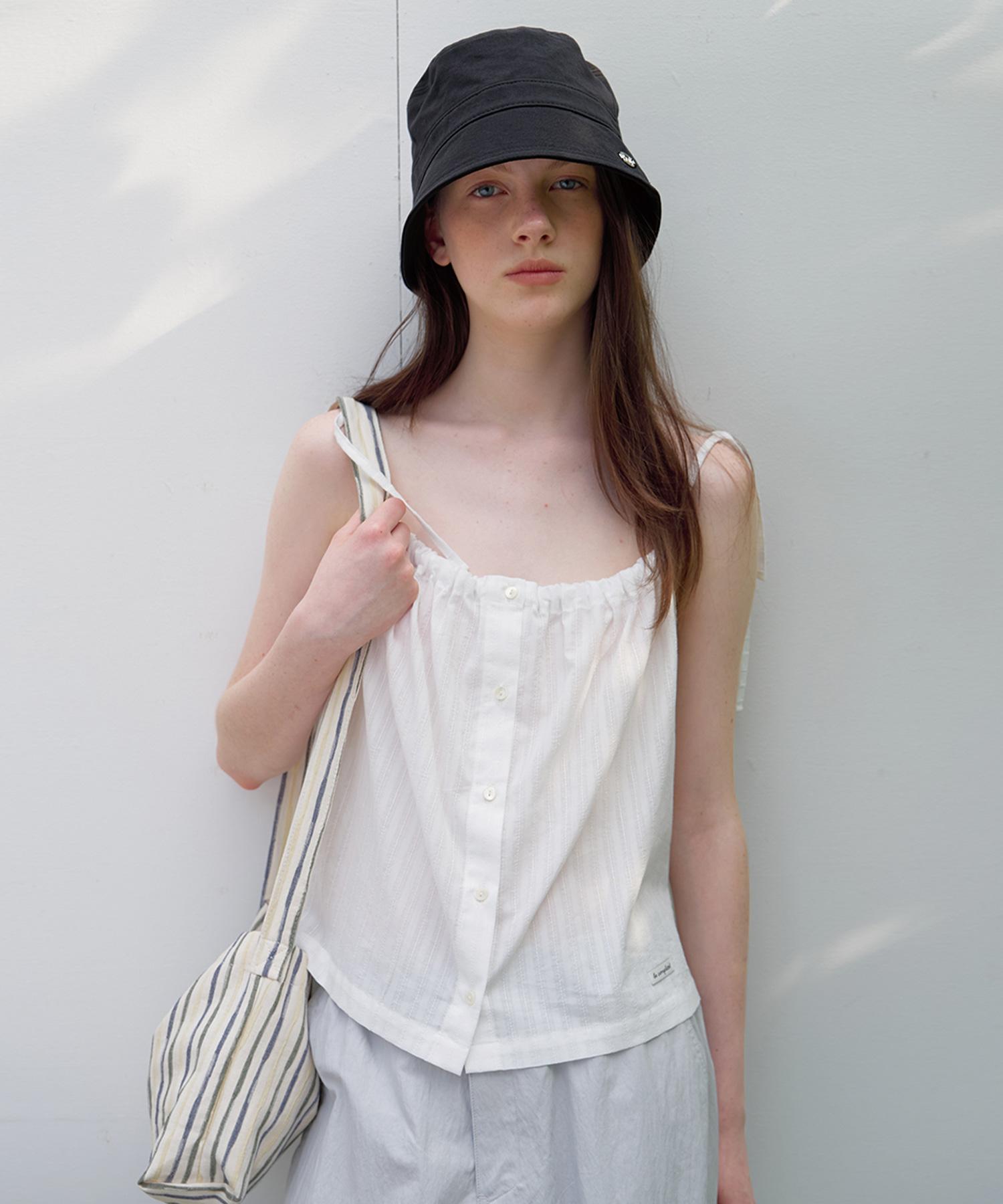 Button Banding Shirring Blouse (Ivory) Ivory