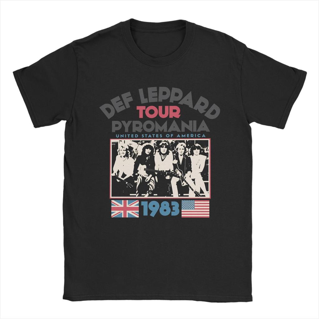 Def Leppard Hysteria TShirt for Men  Casual Pure Cotton Tee Shirt Crewneck Short Sleeve T Shirts Gift Clothing
