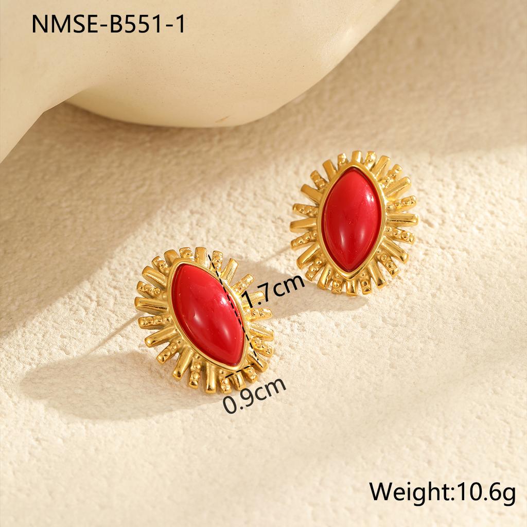 GEMCHIC Women's Marquise Sunburst Stud Earrings Fashion Luxury Stainless Steel Jewelry