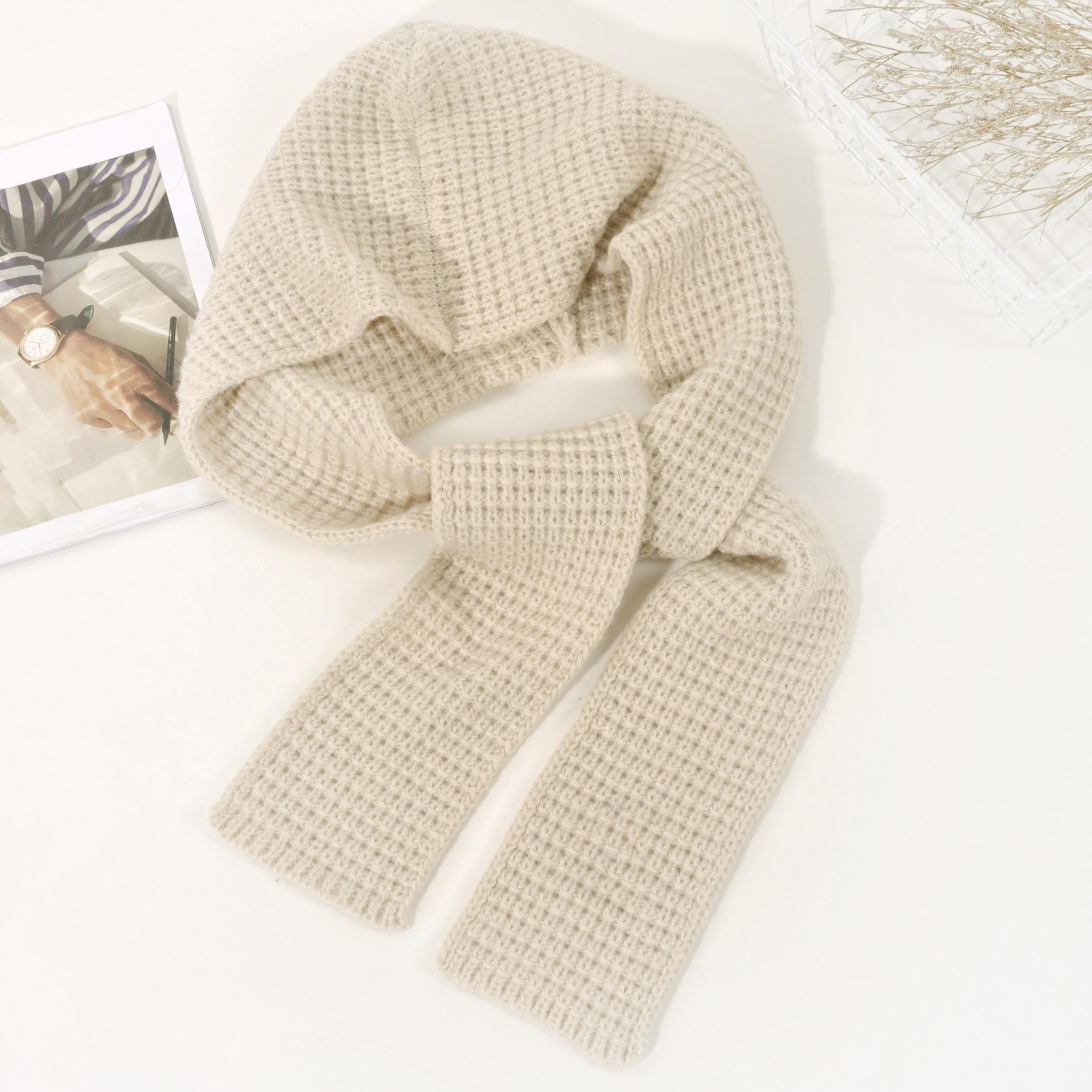 

1pc Women s Cable- Hooded Shawl Scarf & Collar - Windproof Winter Wrap Coat Accessory, Soft Warm Ear, Machine Washable Multi-Functional Neck Warmer fo абрикосовый