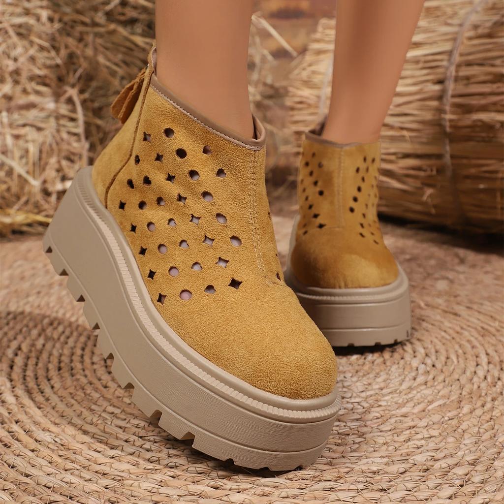 Fashion Women Boots Casual Versatile Low Cut Shoes Women Fashionable Minimalist Short Boots Women Thick Bottom round Toe Ankle Boots