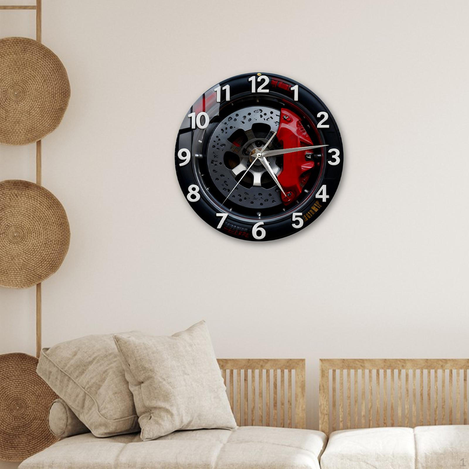 

2D Wall Clock Decorative Stylish Decoration Easy to Read Room Decor Hanging for Bedroom Office 25cm Dia