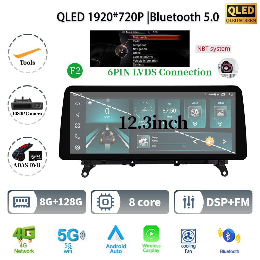 12.3" For BMW X3 F25 X4 F26 2011-2017 Android 14 Car Radio Multimedia GPS Navigation Bluetooth WIFI CarPlay Touch Screen Stereo
